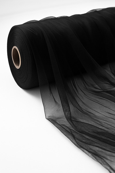 Massaltay Черна тюл тъкан 1 м – елегантност за мода и декорация