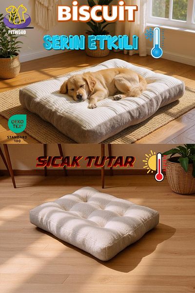 petwood Comfortable Cat and Dog Bed with Biscuit Double-Sided Ultra-Soft Certified Fabric