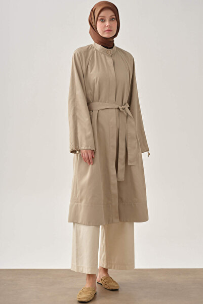 Tuğba Balon Kollu Kemerli Giy-Çık - Vizon