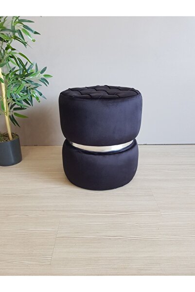 ART HEDİYE Modern Kapitoneli Puf Babby Face Leke Tutmaz Silinebilir Siyah Kad...