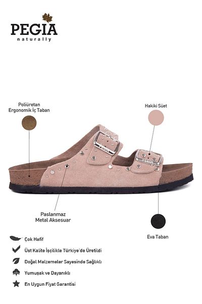 Pegia Women's Genuine Suede Slippers 215543