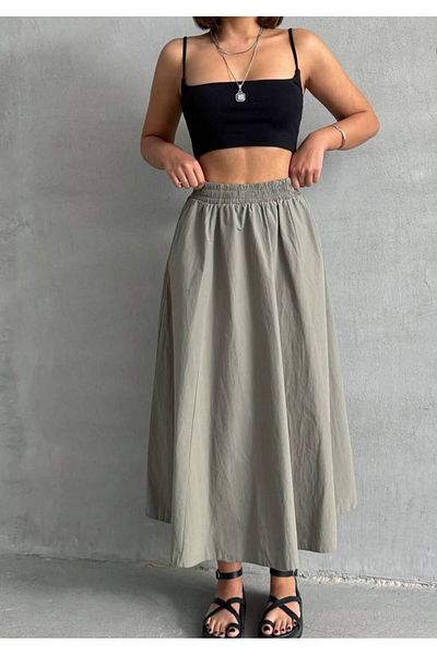 loute Poplin Skirt Elastic Waist Micro Fabric