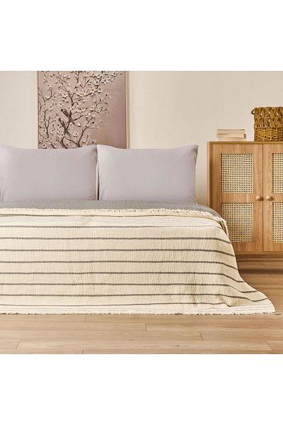 Evidea Soft Serena Double Bedspread - Ecru / Anthracite - 230X250 cm