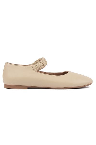 Pegia Genuine Leather Banded Ballerinas Dg6046