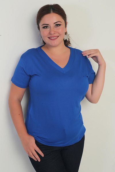 By Saygı Bluză de damă cu decolteu în V din Lycra Plus Size
