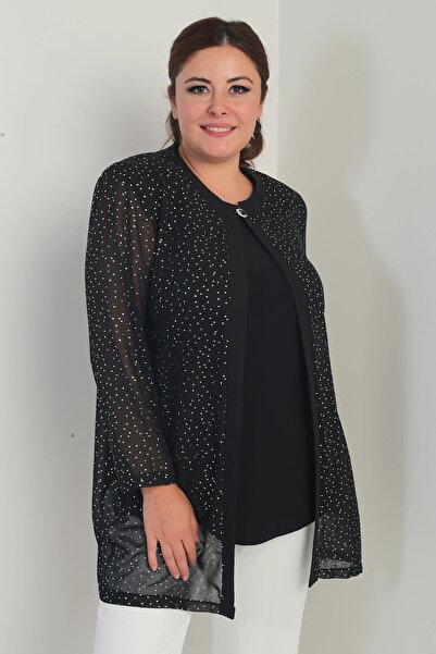 By Saygı Bluză din Lycra cu mânecă lungă pentru femei, cu imprimeu cu pete aurite, din șifon, mărime mare, set de 2 piese