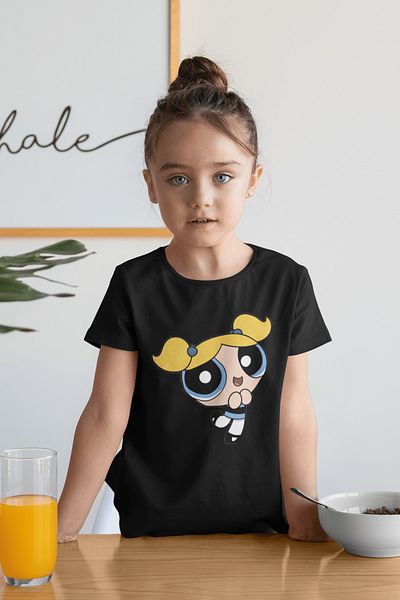 SEVBANO Tricou unisex Power Puff cu desene animate pentru copii cu imprimeu cu bule (1-12 ANI)