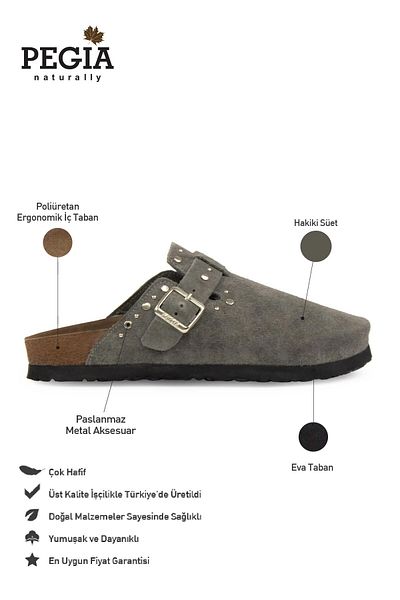 Pegia Women's Genuine Suede Sabo Slippers 215542