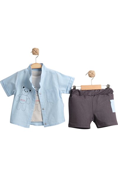 Buqete Bear Printed 3-Piece Shirt Set
