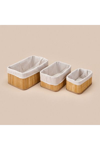 MATMEL Living Bamboo 3-Piece Organizer Basket - Beige