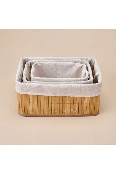 MATMEL Living Bamboo 3-Piece Organizer Basket - Beige