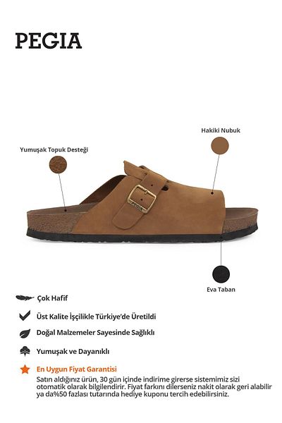 Pegia Genuine Leather Women's Buckle Slippers 215546