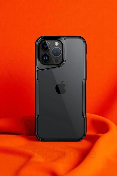 TechTrove iPhone 16 Pro Kılıf Arkası Şefaf Tasarım Lazer Kaplama Sararmaz Sil...