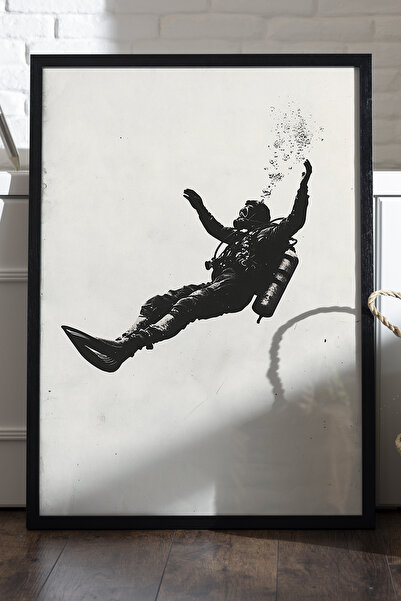 Duvarda Αφίσα Falling Soul με μαύρο ξύλινο πλαίσιο, διακοσμητική αφηρημένη μο...