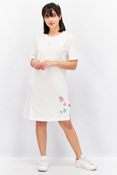 adidas Women Relaxed Fit Short Sleeve Outdoor Mini Dress, White