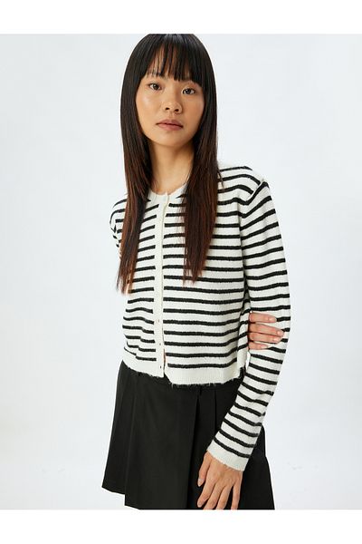 Koton New Season Crew Neck Cardigan Long Sleeve Buttoned