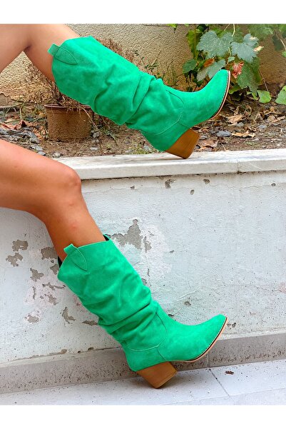 BERFONA TERRY GREEN CALF SUET ΜΠΟΤΕΣ DALLAS ΜΕ ΤΑΚΟΥΝΑ 6 CM