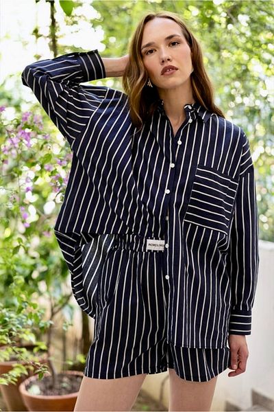 HandCo Striped Oversize Shirt Shorts Set |   Summer Double Set