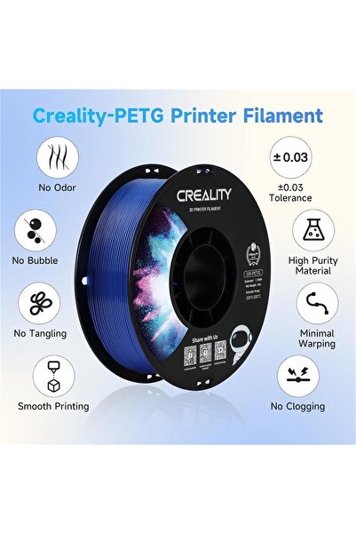 Creality Cr-Petg Şeffaf Mavi Filament 1.75mm 1000Gr - Urhanshop Yetkili Satış