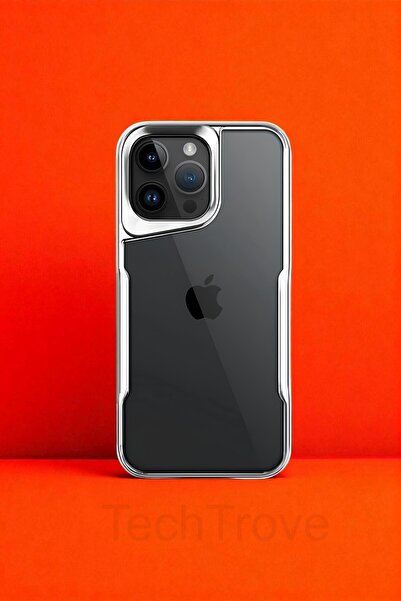 TechTrove iPhone 16 Pro Kılıf Arkası Şefaf Tasarım Lazer Kaplama Sararmaz Sil...