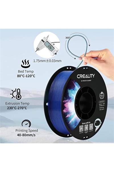 Creality Cr-Petg Şeffaf Mavi Filament 1.75mm 1000Gr - Urhanshop Yetkili Satış