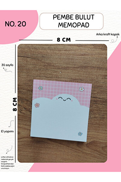 Else Craft Pembe Bulut Memopad - No. 20 - Ders Çalışma Mini Not Kağıdı