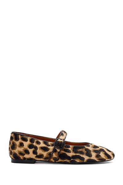 Derimod Women's Leopard Buckle Leather Ballerinas 25Afd1401W2