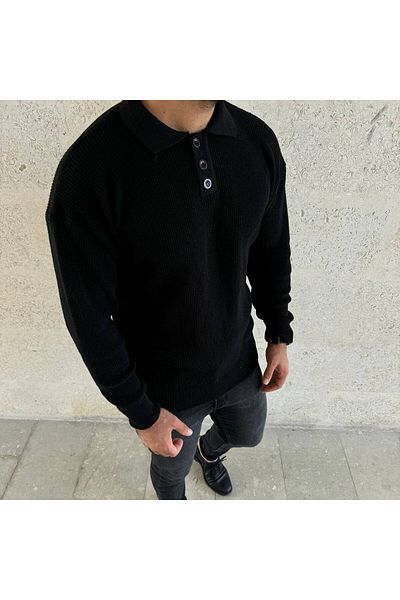 CULTURE BOUTIQUE Men's Polo Collar Button Collar Winter Knitwear Sweater