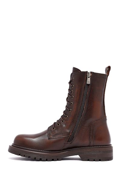Derimod Women's Brown Zippered Leather Boots 25Wfd187018