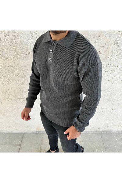 CULTURE BOUTIQUE Men's Polo Collar Button Collar Winter Knitwear Sweater