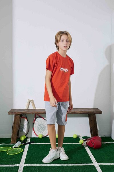 BUTİK1AVM Boys' Tracksuit Set 100% Cotton Does Not Sweat