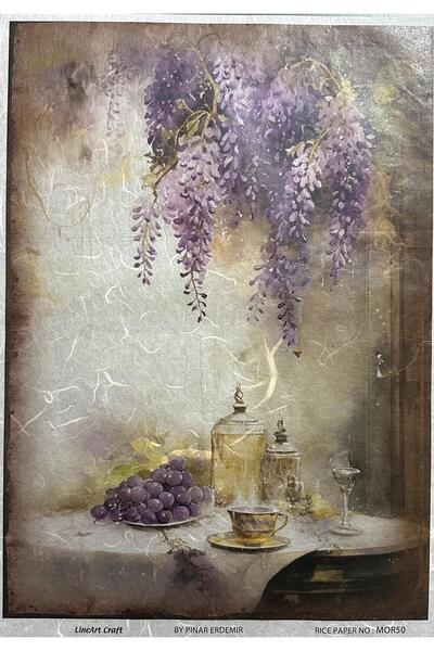 LİNEART PİRİNÇ DEKOPAJ KAĞIDI MOR50