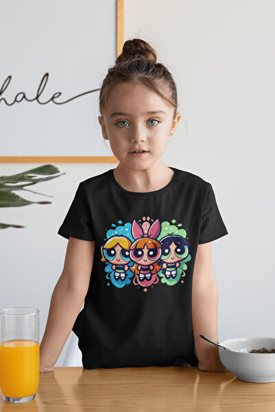 SEVBANO Tricou pentru copii unisex cu desene animate Power Puff Girls (1-12 ANI)