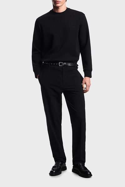 Emporio Armani Logo Embroidered Stretch Cotton Regular Fit Crew Neck Sweat Men's Sweat Em002906 Af10