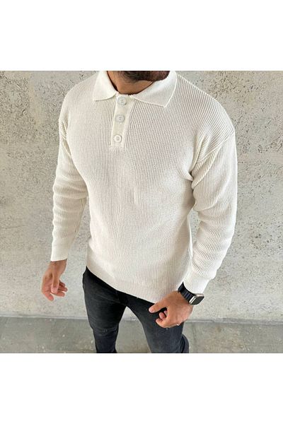 CULTURE BOUTIQUE Men's Polo Collar Button Collar Winter Knitwear Sweater