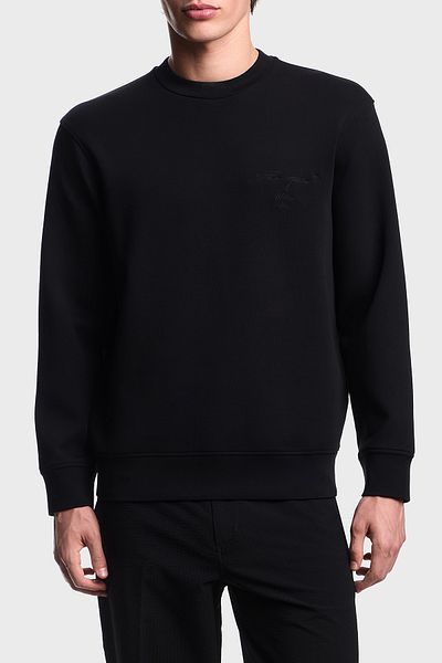 Emporio Armani Logo Embroidered Stretch Cotton Regular Fit Crew Neck Sweat Men's Sweat Em002906 Af10