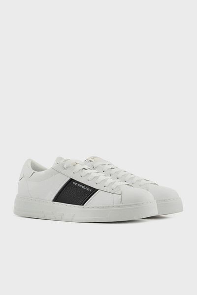 Emporio Armani حذاء رياضي من الجلد الطبيعي مع شعار حذاء رجالي EM003701 AF18017 MZ021