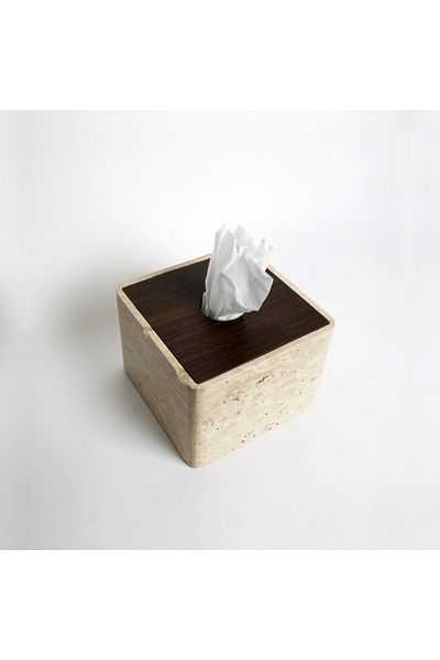 ranwa Trava Travertine Marble Tissue Box from