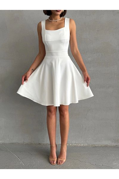 MODA Recomandat Vânzător în siguranță Rochie scurtă pentru femei cu guler pătrat S251188