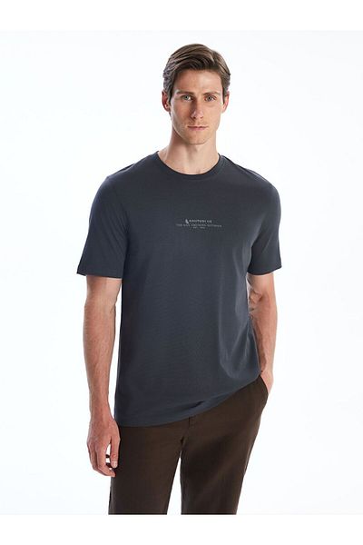 LC Waikiki Southblue Crew Neck Printed Combed Cotton Men's T-Shirt