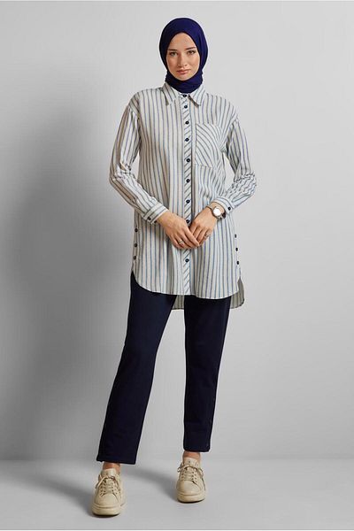 Alvina Striped Linen Tunic 45714