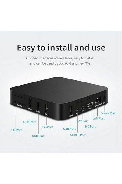 Saharaz Box Smart Tv Mxq Pro 4K 5G Android 10 Hd Player D9 Pro Internet Mx 9 Preto 1+8G UK Plug