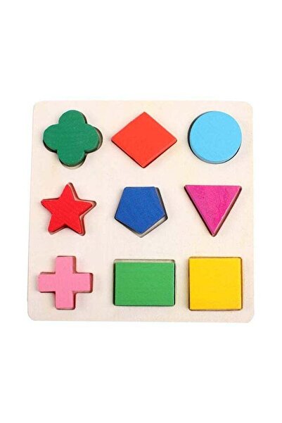 CoolBaby Wooden Geometric Shape Recognition Pegged Puzzle 15x0.6x15cm