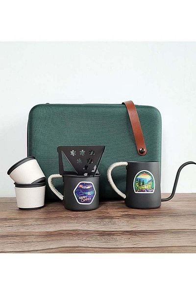 COOYA Travel Coffee Maker Gift Set ,304 Stainless Gooseneck Kettle,Coffee Mug V60 Dripper Filters