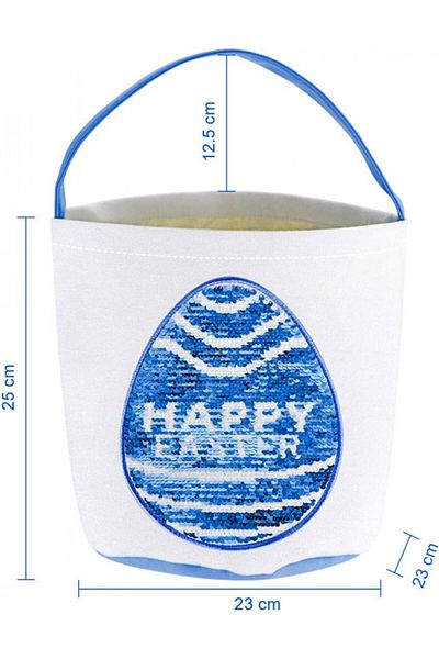 Datyeco Set of 2 Easter baskets, polyester/cotton, white/blue, 23 x 25 cm