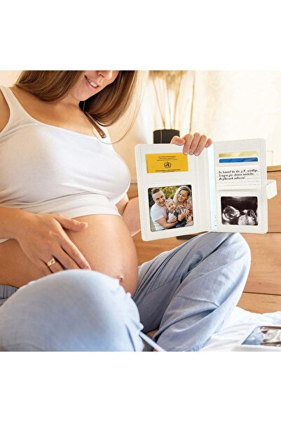 PillyBalla Copertă jurnal maternitate, piele, crem/auriu, 30,9 x 20,9 cm