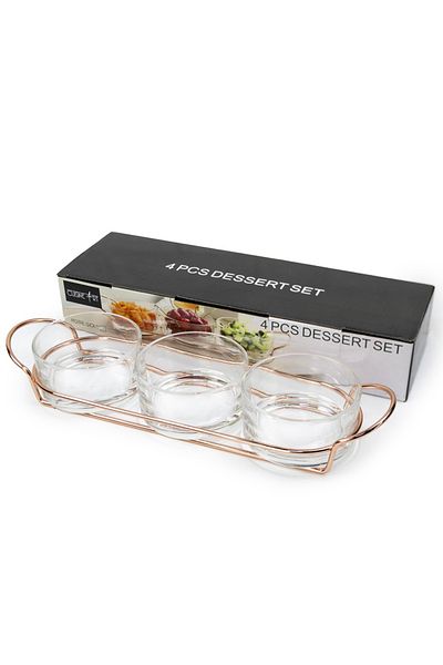 Cuisine Art By Styli Cuisine Art 4 Pcs Dessert Set, Serving Set, Partyware Set In Color Box - Rose Gold
