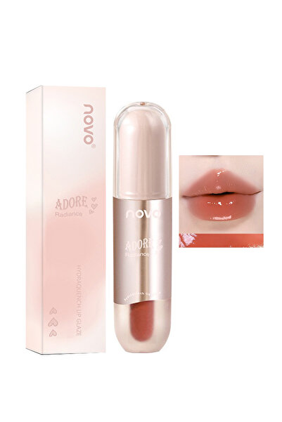 No-vo ملمع شفاه، ملمع شفاه لامع وممتلئ، أحمر شفاه سائل مرطب وممتلئ للنساء 3.5...