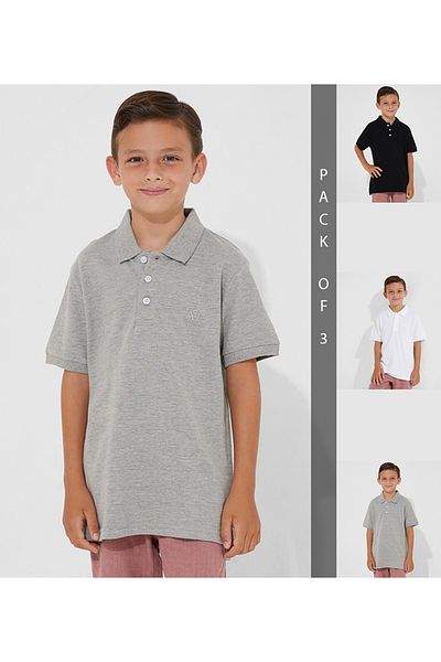 Aeropostale Aero Kids Boys Pack of 3 Short sleeves Polo tshirt