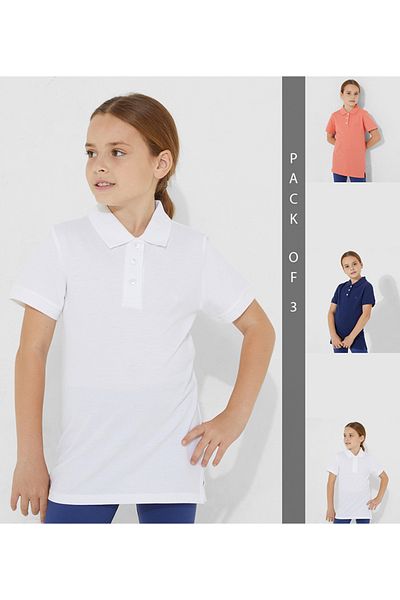Aeropostale Aero Kids Girls Pack of 3 Short sleeves Polo tshirt